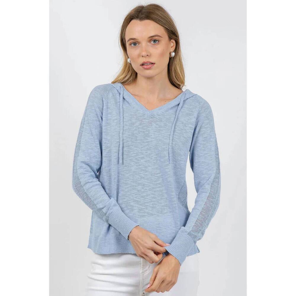 NEW ELLIOTT LAUREN boardwalk hoodie with mesh details in sky